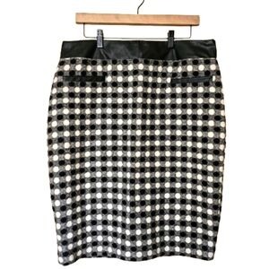 Cynthia Rowley Womens Size 14  Faux Leather Trim Pencil Skirt Wool Blend Office